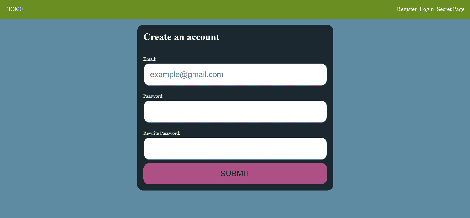 A picture of the home page of the finished project